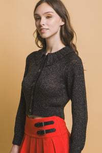 Short collard sweater (Black)