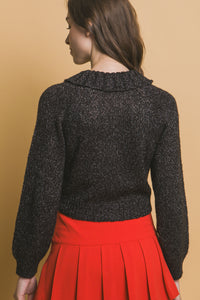 Short collard sweater (Black)