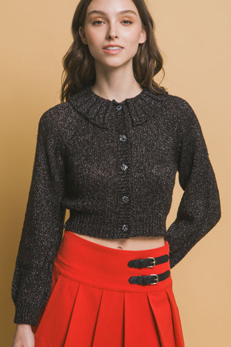 Short collard sweater (Black)