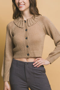 Short collard sweater (Khaki)