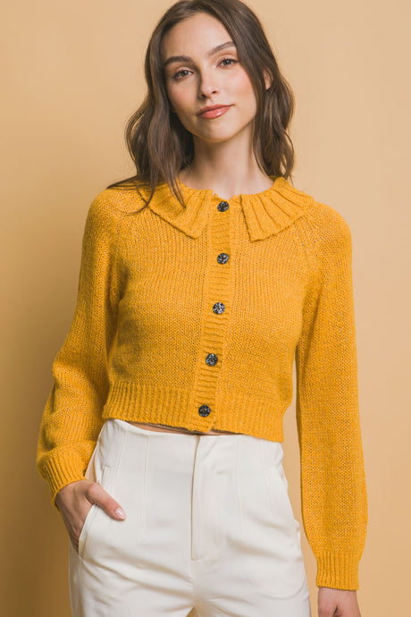 Short collard sweater (Yellow)