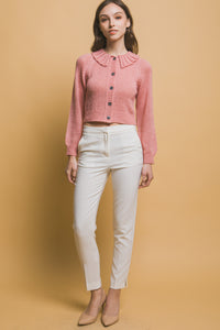 Short collard sweater (Pink)