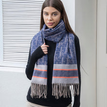 Cargar imagen en el visor de la galería, Double stripe blanket scarf with tassel