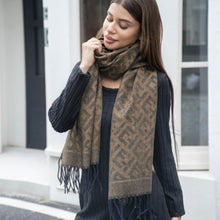 Charger l&#39;image dans la galerie, Maze pattern blanket scarf with tassel