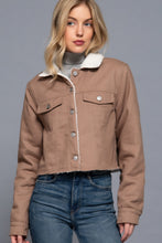 Cargar imagen en el visor de la galería, Button Closure Sherpa-lined Twill Jacket