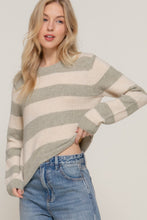 Cargar imagen en el visor de la galería, Long Slv Crew Neck Stripe Sweater