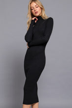 Load image into Gallery viewer, Long Sleeve High Neck Sweater Long Dress