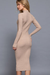 Long Sleeve High Neck Sweater Long Dress