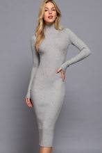 Load image into Gallery viewer, Long Sleeve High Neck Sweater Long Dress