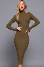 Load image into Gallery viewer, Long Sleeve High Neck Sweater Long Dress