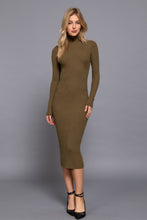 Load image into Gallery viewer, Long Sleeve High Neck Sweater Long Dress