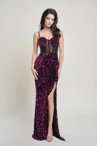 Cecily Teddy Velvet Corset Maxi Dress