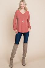 Load image into Gallery viewer, Casual V Neck Basic Long Sleeve Top