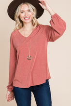 Load image into Gallery viewer, Casual V Neck Basic Long Sleeve Top