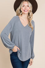 Load image into Gallery viewer, Casual V Neck Basic Long Sleeve Top