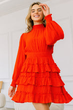 Cargar imagen en el visor de la galería, Long Sleeve Smocked Neck Tiered Ruffle Mini Dress