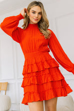 Cargar imagen en el visor de la galería, Long Sleeve Smocked Neck Tiered Ruffle Mini Dress