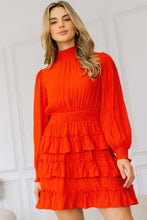 Cargar imagen en el visor de la galería, Long Sleeve Smocked Neck Tiered Ruffle Mini Dress