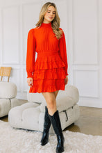 Cargar imagen en el visor de la galería, Long Sleeve Smocked Neck Tiered Ruffle Mini Dress