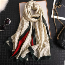 Cargar imagen en el visor de la galería, Red/Green Stripes Satin Silk Scarf