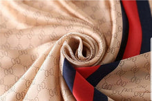 Cargar imagen en el visor de la galería, Red/Green Stripes Satin Silk Scarf