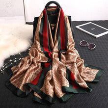 Cargar imagen en el visor de la galería, Red/Green Stripes Satin Silk Scarf