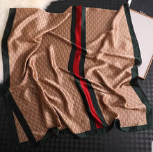 Cargar imagen en el visor de la galería, Red/Green Stripes Satin Silk Scarf