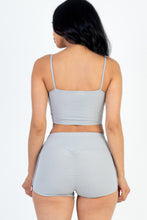 Cargar imagen en el visor de la galería, Ribbed Cami Crop Top &amp; Ruched Shorts Set