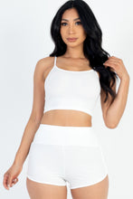 Cargar imagen en el visor de la galería, Ribbed Cami Crop Top &amp; Ruched Shorts Set