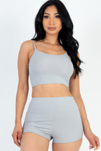 Cargar imagen en el visor de la galería, Ribbed Cami Crop Top &amp; Ruched Shorts Set