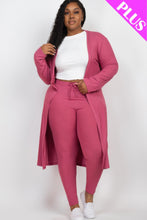 Cargar imagen en el visor de la galería, Plus Size Ribbed Long Cardigan &amp; Leggings Set