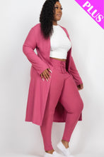 Cargar imagen en el visor de la galería, Plus Size Ribbed Long Cardigan &amp; Leggings Set