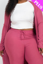 Cargar imagen en el visor de la galería, Plus Size Ribbed Long Cardigan &amp; Leggings Set