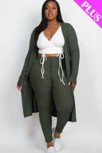 Cargar imagen en el visor de la galería, Plus Size Ribbed Long Cardigan &amp; Leggings Set