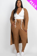 Cargar imagen en el visor de la galería, Plus Size Ribbed Long Cardigan &amp; Leggings Set