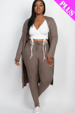 Cargar imagen en el visor de la galería, Plus Size Ribbed Long Cardigan &amp; Leggings Set