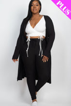 Cargar imagen en el visor de la galería, Plus Size Ribbed Long Cardigan &amp; Leggings Set