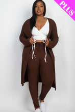 Cargar imagen en el visor de la galería, Plus Size Ribbed Long Cardigan &amp; Leggings Set