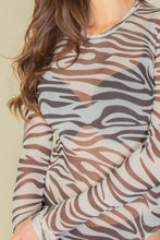 Cargar imagen en el visor de la galería, Zebra Print Sexy Sheer Mesh Bodysuit