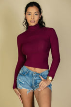 Load image into Gallery viewer, Ribbed Turtleneck Long Sleeve Top