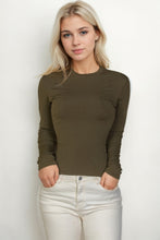 Load image into Gallery viewer, Ribbed Round Neck Long Sleeve Top