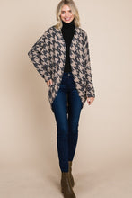 Charger l&#39;image dans la galerie, BOMBOM Houndstooth Open Front Cocoon Knit Cardigan