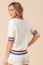 Cargar imagen en el visor de la galería, BiBi US Flag Theme Striped Heart Sweater