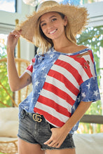 Cargar imagen en el visor de la galería, BiBi American Flag Theme Short Sleeve T-Shirt