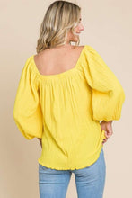 Load image into Gallery viewer, Culture Code Texture Square Neck Puff Sleeve Top