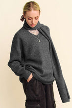 Cargar imagen en el visor de la galería, Davi &amp; Dani V-Neck Dropped Shoulder Sweater with Scarf Set