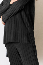 Cargar imagen en el visor de la galería, Basic Bae Full Size Ribbed Round Neck High-Low Slit Top and Pants Set