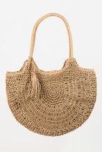 Charger l&#39;image dans la galerie, Fame Straw Braided Tote Bag with Tassel