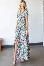 Load image into Gallery viewer, First Love Slit Printed Surplice Tie Waist Short Sleeve Dress