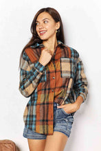 Charger l&#39;image dans la galerie, Double Take Plaid Curved Hem Shirt Jacket with Breast Pockets